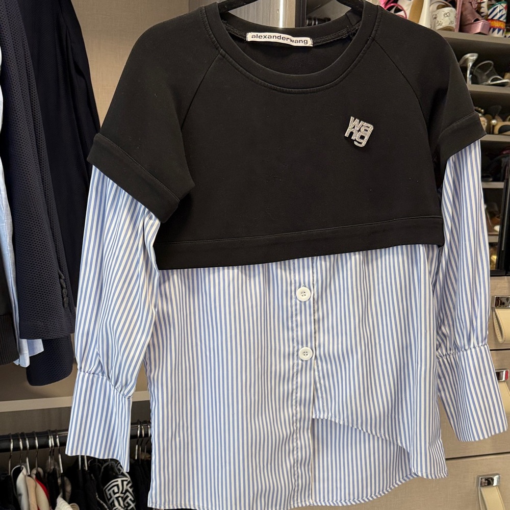 Black and White Striped Layered Shirt